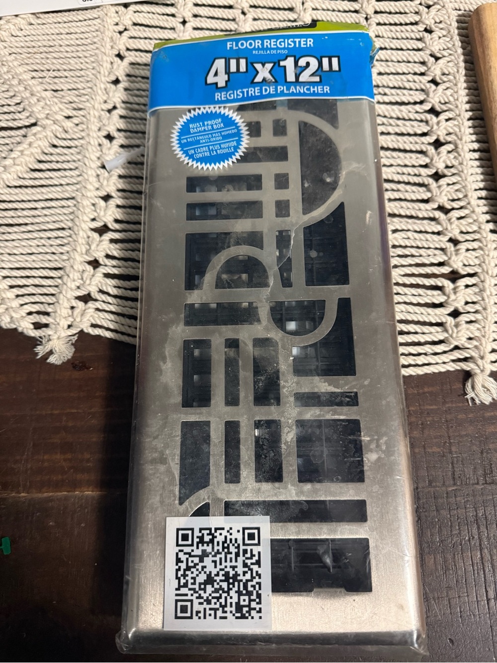 4" x 12" Stainless Steel Floor Register - Silver
